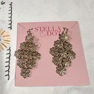 New. Stella and Dot pierced chandelier gold finish earrings